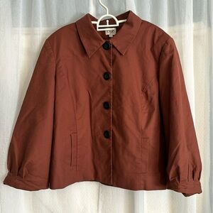 Cleo women’s Button Down jacket Bown rust color size 16